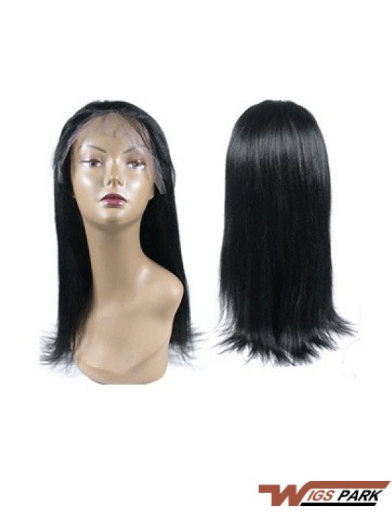 Black Full Lace Straight Long Hand Tied Real Hair Wigs