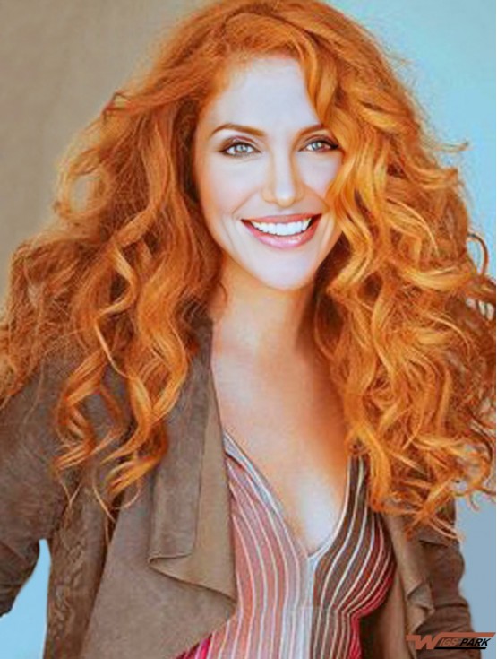 Without Bangs Long Copper Wavy 18 inch Hairstyles Real Hair Rachelle Lefevre Wigs