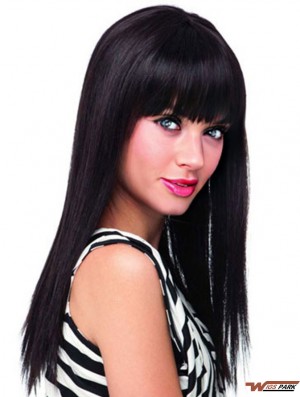 Black Wigs  With Bangs Long Length Blonde Color