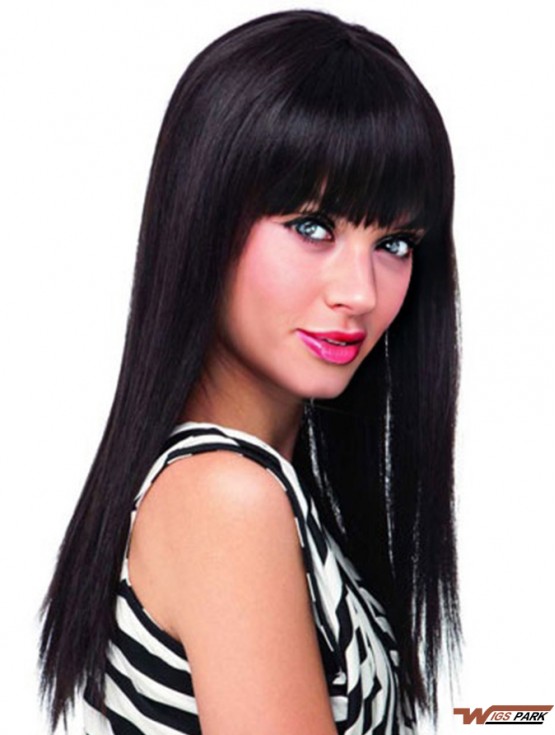 Black Wigs  With Bangs Long Length Blonde Color