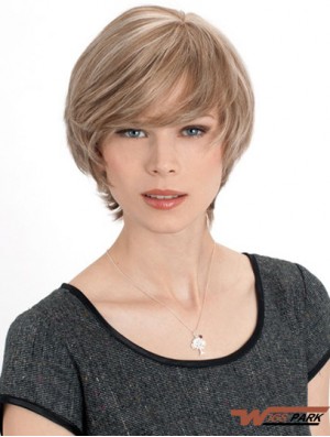 Monofilament Straight Layered Chin Length 8 inch Discount Real Hair Wigs