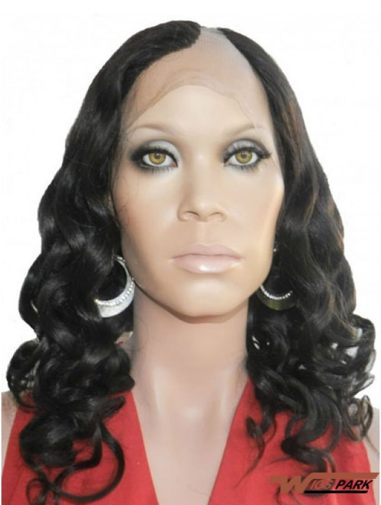 18 inch Lace Front Curly Black Perfect U Part Wigs