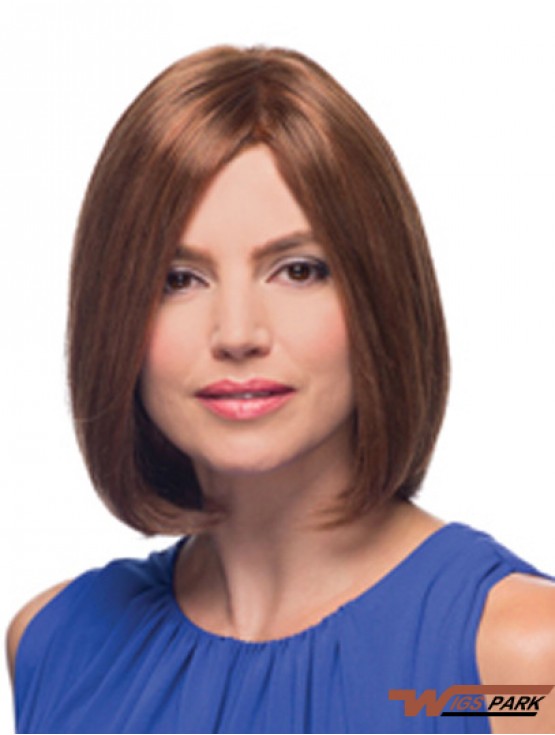 Chin Length Auburn Bobs Straight Cheap Monofilament Real Wigs