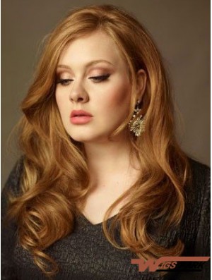 Without Bangs Long Copper Wavy 20 inch Sleek Real Hair Adele Adkins Wigs