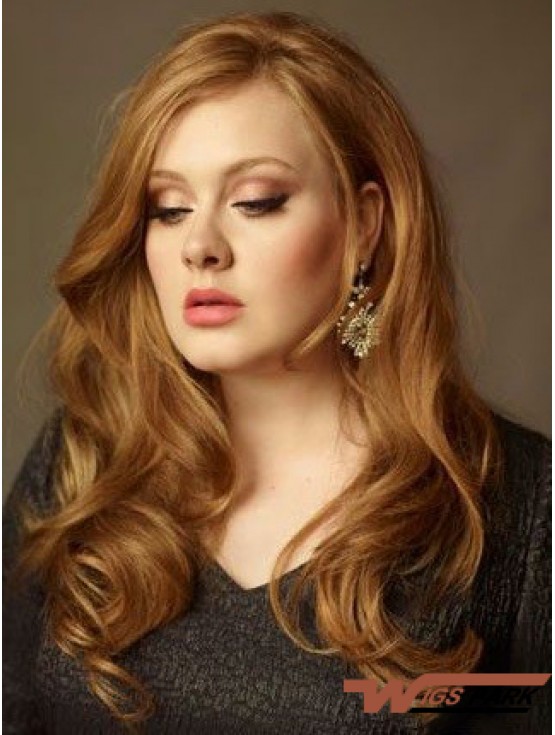 Without Bangs Long Copper Wavy 20 inch Sleek Real Hair Adele Adkins Wigs