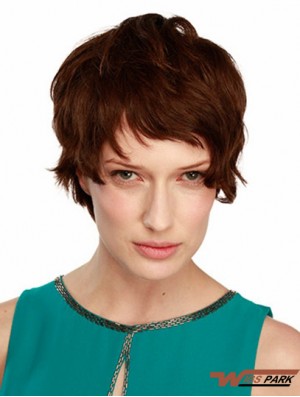 Monofilament Wavy Boycuts Short 8 inch No-Fuss Real Hair Wigs