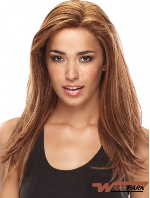 Without Bangs Amazing Straight Auburn Long Real Hair Lace Front Wigs