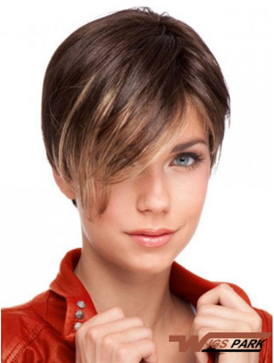 Auburn Cropped Designed Straight Boycuts Lace Wigs