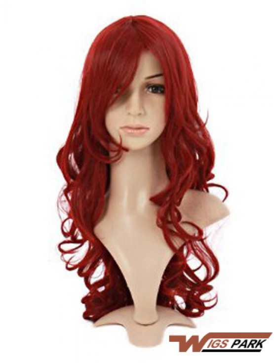 Wavy With Bangs Lace Front Style 20 inch Red Long Wigs