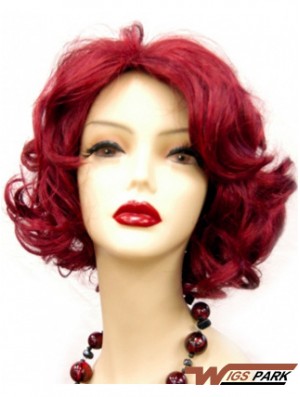 Wavy Without Bangs Chin Length Red Online Lace Front Wigs