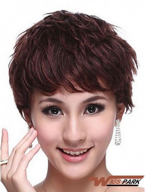 Capless Wavy Boycuts Cropped Trendy Real Hair Wigs