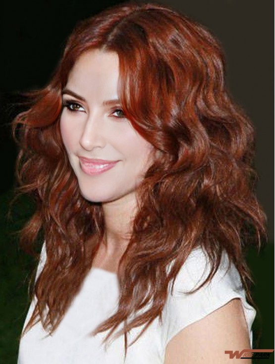 Without Bangs Long Copper Wavy 16 inch Gorgeous Real Hair Drew Barrymore Wigs