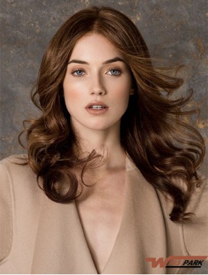 Wavy Without Bangs Monofilament Brown Ideal Long Wigs