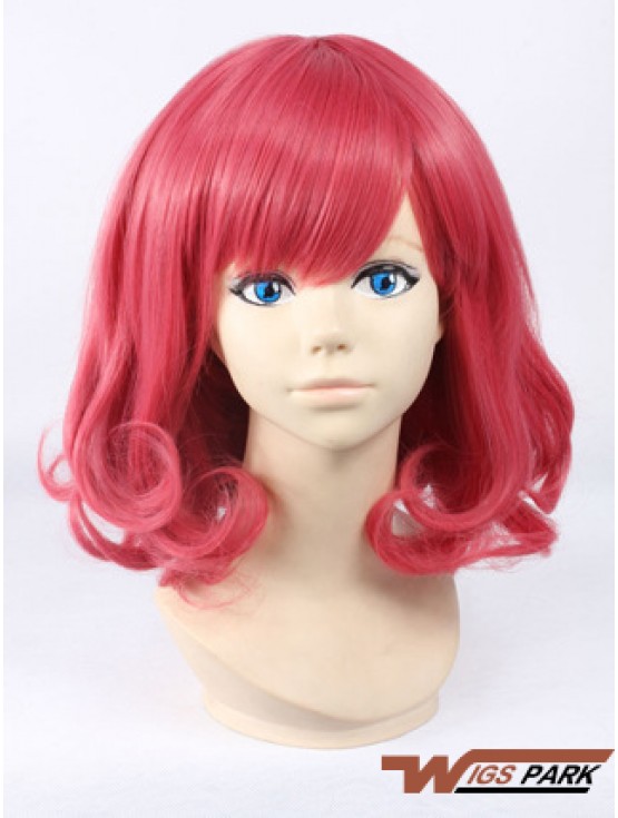 Wavy With Bangs Shoulder Length Red Cheapest Lace Front Wigs