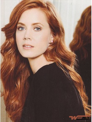 Without Bangs Long Copper Wavy 22 inch Designed Real Hair Amy Adams Wigs