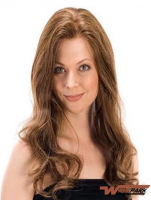 Wavy Remy Real Long Brown Monofilament Real Hair Wigs