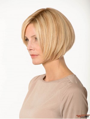 Lace Front Straight Bobs 8 inch Blonde Chin Length Real Real Hair Wigs