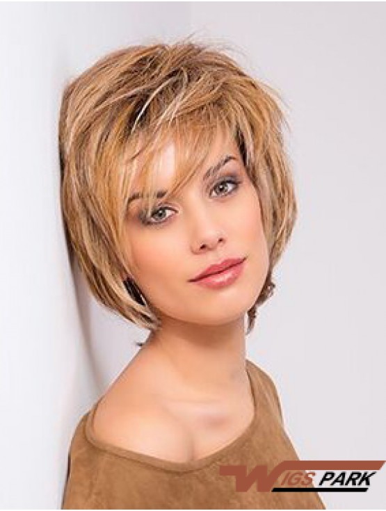 Blonde Monofilament Straight Bobs 10 inch Copper Chin Length Real Hair Lace Front Wigs