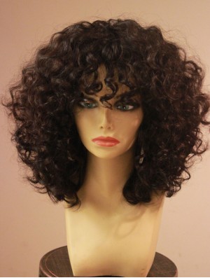 African American Wigs With Bangs Capless  Style Shoulder Length