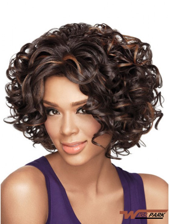 Wigs African American With Synthetic Capless Chin Length Curly Style