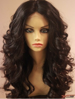 Long Brown Wavy Without Bangs Designed African American Wigs