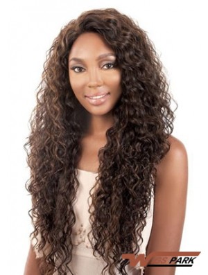 Long Brown  Without Bangs Durable African American Wigs