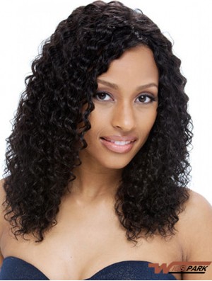 Real Full Lace Wigs UK Black Color Curly Style