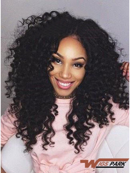 Black Remy Real Lace Front Long  Curly Lace Wig UK