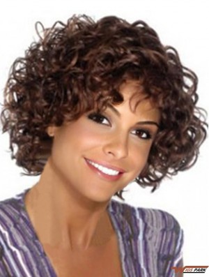 Brown Synthetic Capless Chin Length With Bangs  Wigs