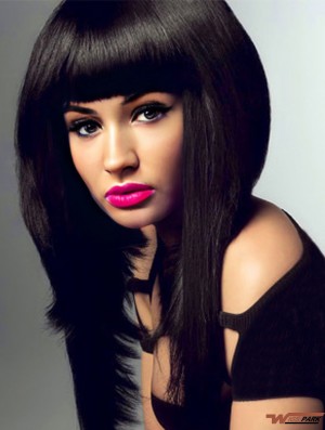 18 inch Black Straight With Bangs Long Exquisite Nicki Minaj Wigs