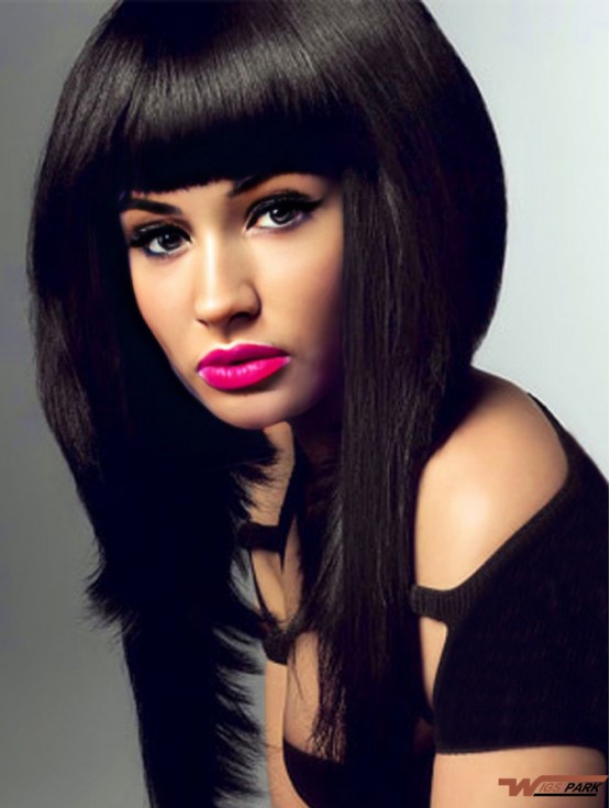 18 inch Black Straight With Bangs Long Exquisite Nicki Minaj Wigs