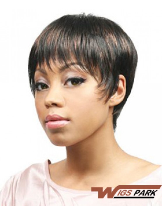 African Hair Wigs Boycuts Cropped Length Straight Style With Capless