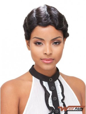 Short Black Boycuts Wavy Modern Full Lace Wigs