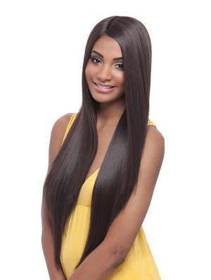 Long Yaki Without Bangs Trendy Brown Lace Front Wigs