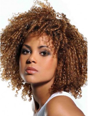 Wigs Real Hair African American Blonde Color With Bangs  Style