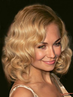 Popular  Wigs With Wavy Style Shoulder Style Blonde Color Lace Front Wigs 