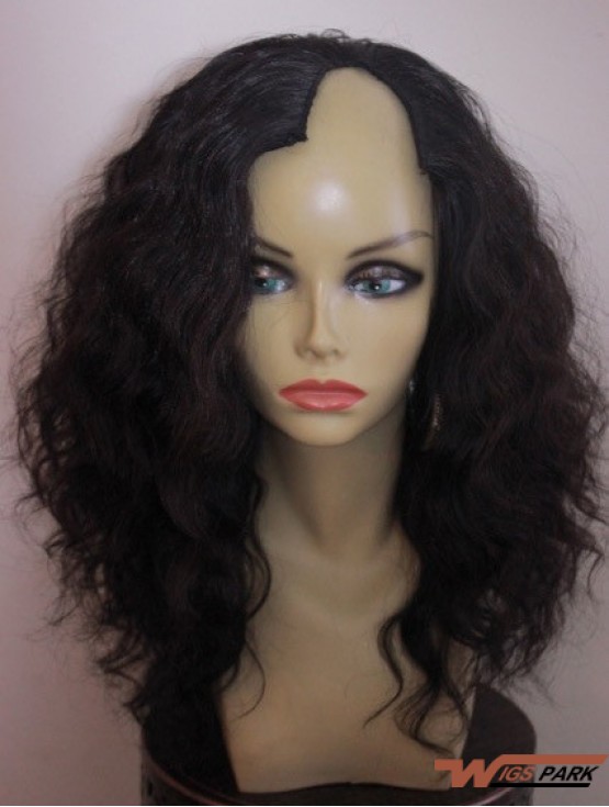 Shoulder Length Black Wavy Layered Cheap African American Wigs