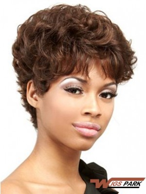 Cropped Auburn Curly Boycuts Convenient African American Wigs