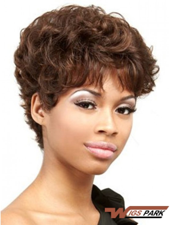 Cropped Auburn Curly Boycuts Convenient African American Wigs