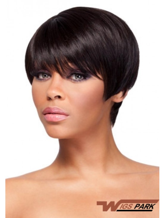 Cropped Auburn Straight Boycuts Gorgeous African American Wigs