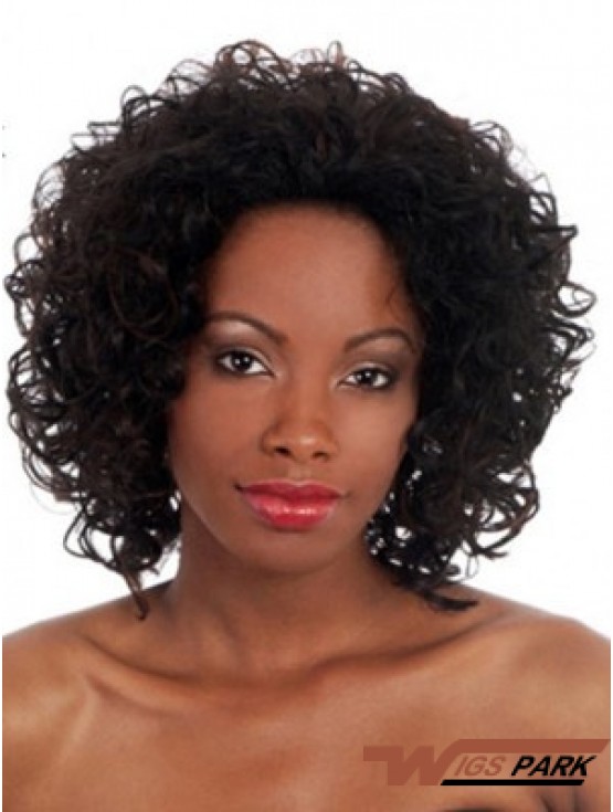 Black Chin Length Synthetic Capless 14 inch Afro  Wigs