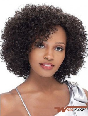 Brazilian Real Hair Short Lace Front Black  Curly Wigs For Black Women