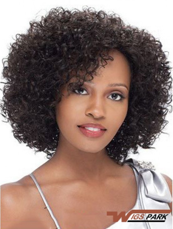 Brazilian Real Hair Short Lace Front Black  Curly Wigs For Black Women