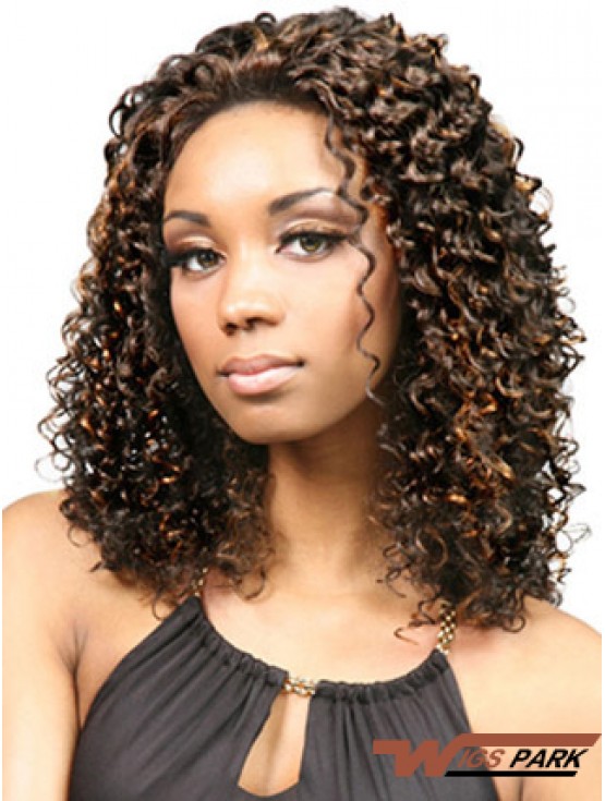 Durable Shoulder Length  18 inch Synthetic Glueless Lace Front Wigs