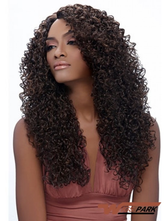 Long Brown  Without Bangs No-Fuss African American Wigs