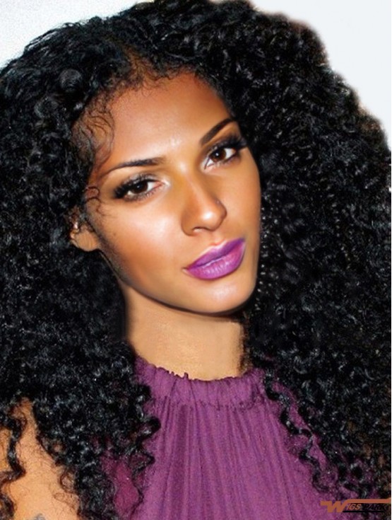 Indian Remy 22 inch  Long Black Lace Wigs For African American Women