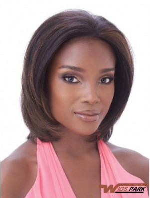 Without Bangs Hairstyles Straight Auburn Chin Length Real Hair Lace Front Wigs