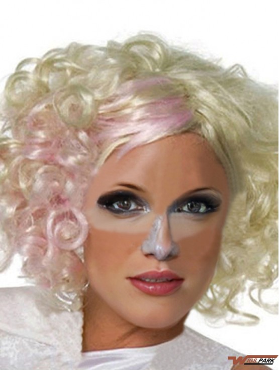 12 inch Discount Chin Length Curly Without Bangs Lady Gaga Wigs