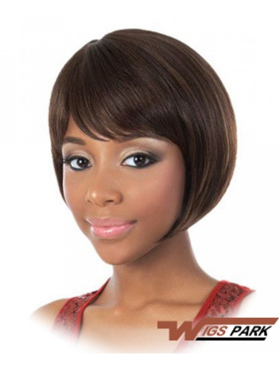 Chin Length Brown Straight Bobs Fashion African American Wigs