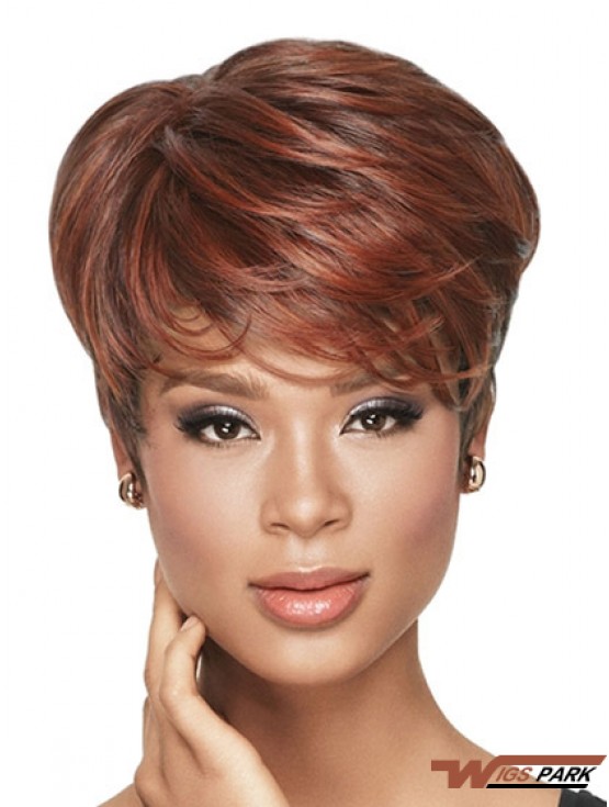 Cropped Red Wavy Boycuts Ideal African American Wigs